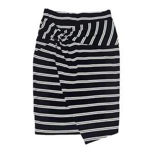 Size XS Skirt Striped Faux Wrap Style Pencil PullOn Stretch Black White Stylish - Picture 1 of 10