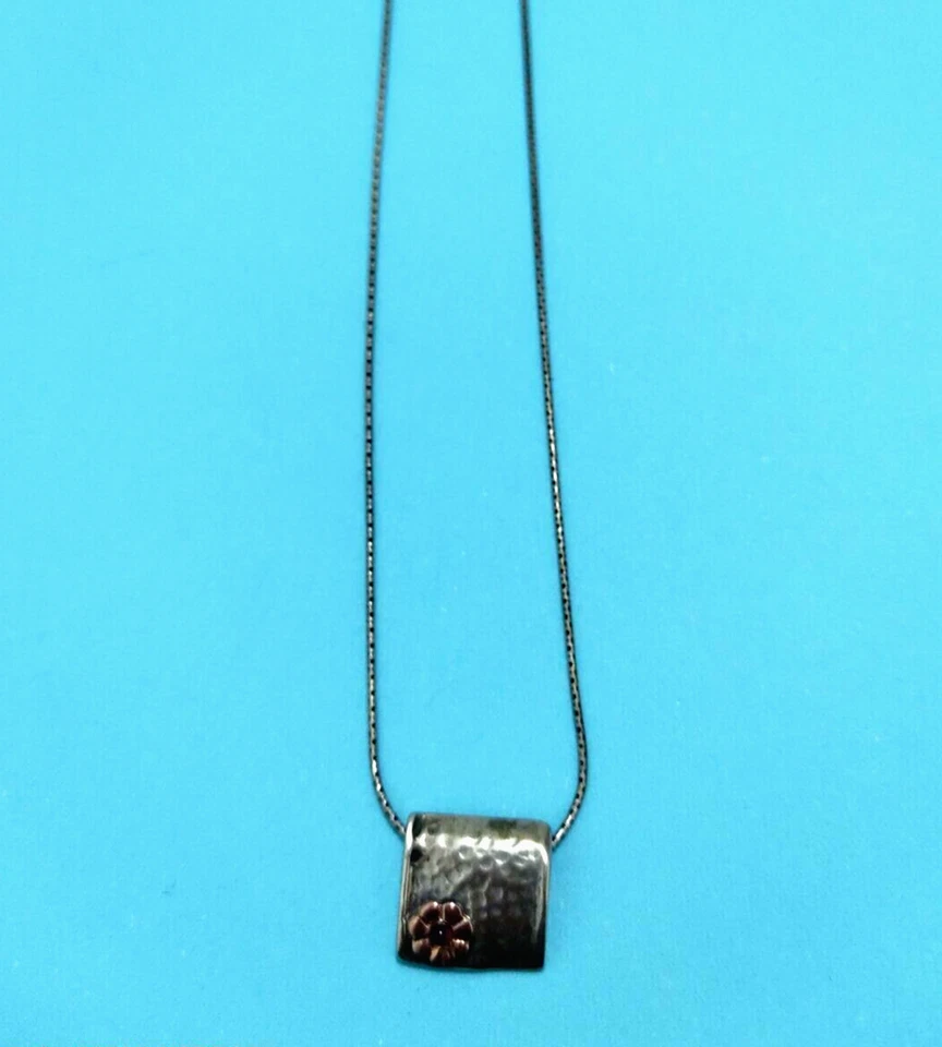 Vintage Israel Handmade 925 Sterling Silver Rhodolite Flower Pendant Necklace - Image 1 of 1