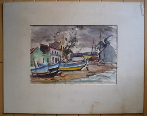 LEONARD BROOKS, LISTED CANADA CANADIAN MODERN MODERNISM HARBOR COASTAL VIEW MOD - Picture 1 of 12