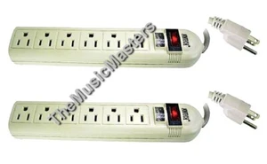 2X Surge Protector 6 Outlet T-Type POWER STRIP Lighted Switch & Circuit Breaker - Picture 1 of 7