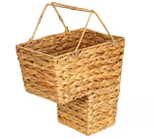 Wicker Stair Basket with Handles for Organizing Household Essentials - Picture 1 of 9