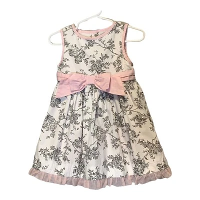 Vestido de Verano POLLY FLINDERS Infantil Niño Pequeño 24 M Floral Toile Rosa Lazo Crinolina Foto 1 de 4