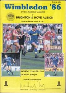 Wimbledon V Brighton & Hove Albion 1985/86 22-02-1986 División 2 - Imagen 1 de 1