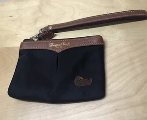 Vtg Dooney & Bourke Black Nylon Wristlet w/ Embroidered Duck Leather Trim - Picture 1 of 6