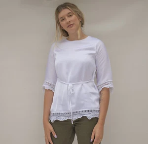 Ladies Tops Ladies Lace Women White Blouse for Work UK Stock - Picture 1 of 9