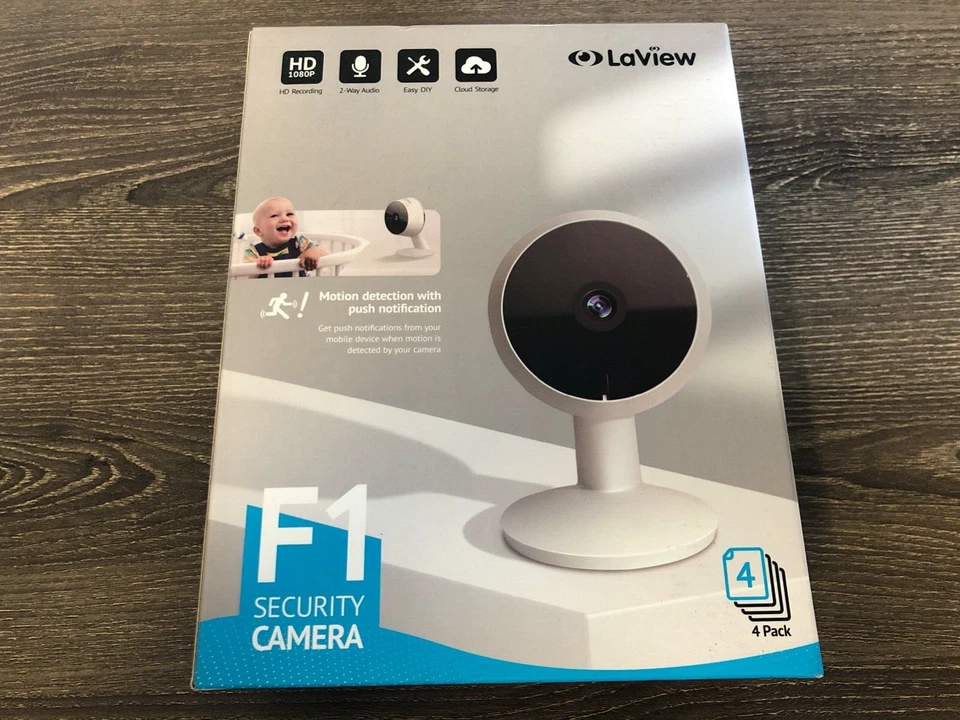 LaView Security Cameras 4pcs, Home Camera Indoor 1080P, Wi-Fi White  - Image 1 of 1