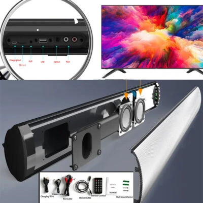 Wireless Bluetooth 5.0 TV Sound Bar Home Theater Wall Mount Subwoofer Soundbar - Image 1 of 4