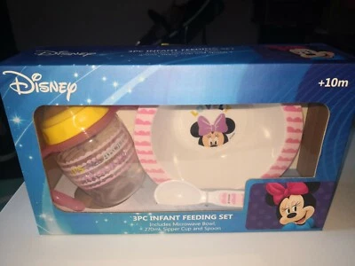 Disney Baby Infant Minnie Mouse 3 Piece Dinner Set Pink 10Mm+ Microwavable Zak! - image 1 of 3