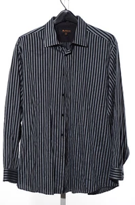 Camisa de manga larga Ben Sherman de algodón a rayas negras y grises 17,5 34-35 XL - Imagen 1 de 8