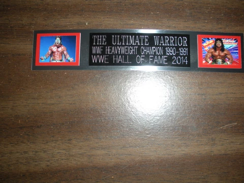 THE ULTIMATE WARRIOR (WWF) NAMEPLATE FOR SIGNED TRUNKS DISPLAY/PHOTO/PLAQUE Cover