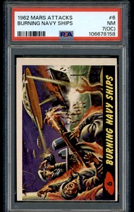 106678158 1962 Mars Attacks #6 Burning Navy Ships PSA 7(OC) NM - Picture 1 of 2