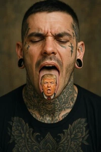 AI104 Donald Trump Supporter with Tattoo Refrigerator Magnet Big 4 by 6 Inch - Picture 1 of 1