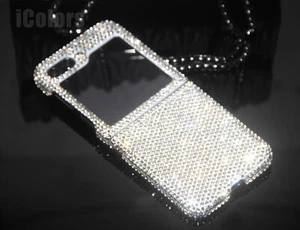 Glitter Clear Diamond Case Samsung Galaxy Z Flip 6 5 4 3 With SWAROVSKI ELEMENT - Picture 1 of 15