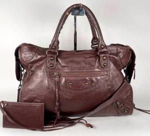 BALENCIAGA Classic City 115748 - Mogano Chocolate Brown Leather Shoulder Bag ES1 - Picture 1 of 20