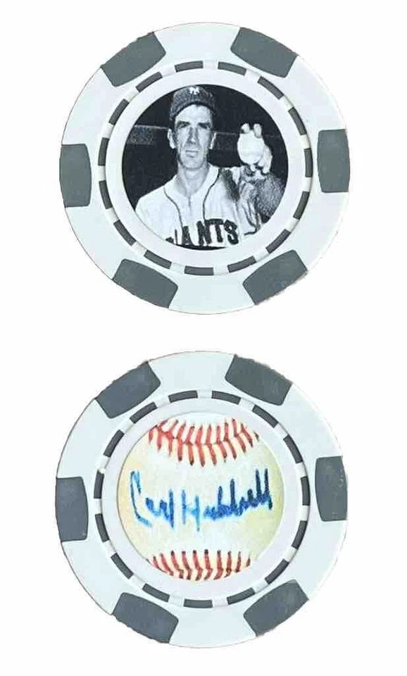 CARL HUBBELL HOF - NEW YORK GIANTS - LEYENDA DEL BÉISBOL - *FIRMADO* - CHIP DE PÓKER Foto 1 de 1