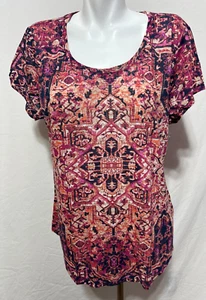 Lucky Brand Damen XL Beere Rosa Blau Top Shirt Baumwolle Neu Neu mit Etikett - Bild 1 von 7