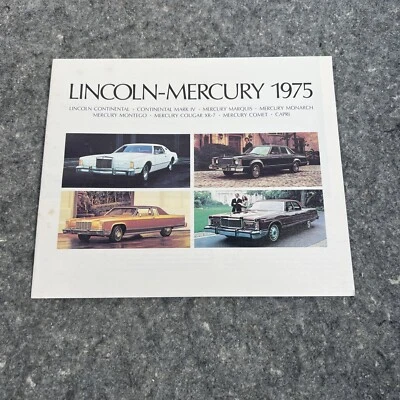 Lincoln Mercury 1975 folleto de ventas catálogo Capri Continental Mark IV Marquis Foto 1 de 4