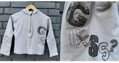 Sudadera con Capucha Bordada Tachonada Lentejuelas Logo Patchwork Guess De Colección Cremallera M (10-12) Foto 1 de 4