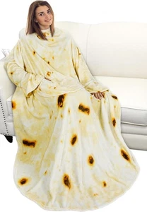 Fleece Wearable Blanket with Sleeves Pocket Fleece Warm TV Blanket Gift Adults - Picture 1 of 7