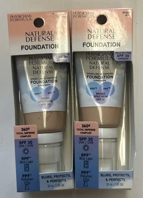 2 Physicians Formula Natural Defense Foundation In Light New In Box Exp 2023 HTF - Image 1 of 4