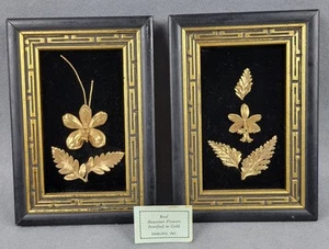 2 Vintage Saburo Inc handgefertigte echte hawaiianische Blumen Rahmen Kunstwerk Made in Maui - Bild 1 von 11