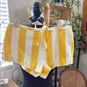 NWT Free People Hot Hot Hot Yellow & White Striped Shorts - Picture 1 of 5