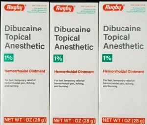 Rugby Dibucaine Topical Anesthetic 1% Hemorrhoidal Ointment (3 Pack)-Exp 04-2027 - Picture 1 of 1