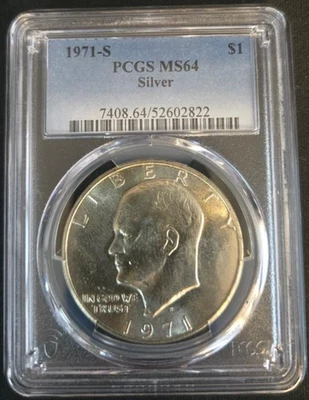 1971-S Eisenhower Dollar Silver, Graded PCGS MS64 - Image 1 of 2