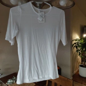Leset Damen weiß transparent Kaschmir/Modal/Elasthan 1/2 Arm T-Shirt M Neu mit Etikett Ret 170 - Bild 1 von 9