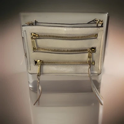 Bandolera para mujer Rebecca Minkoff Moto 3 cremallera color caqui crema Foto 1 de 4