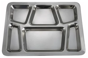 Winco - SMT-2 6-Compartment Mess Tray, Style B, Stainless Steel, Medium - Picture 1 of 2