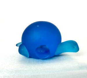 BLAUER MATTGLAS SCHILDKRÖTE BRIEFBESCHWERER 4" - MUNDGEBLASENES KUNSTGLAS - Bild 1 von 5