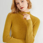 Half Turtleneck Knit Bottom Sweater Solid Color Slim Cut Round Neck Pullover