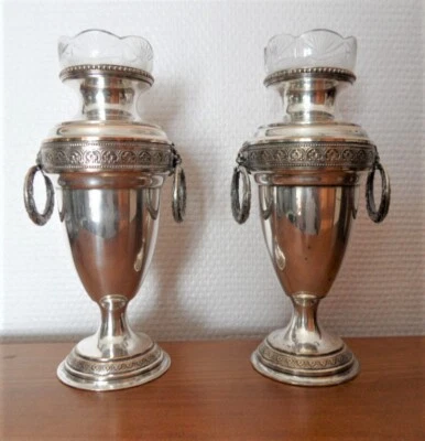 Jolie Paire de Vases Soliflores à cornet XIXème - Photo 1/4