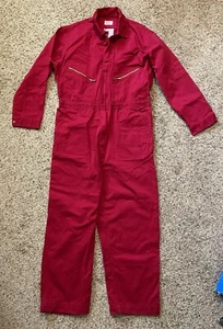 Walls Men's Long Sleeve Non-Insulated Mechanic Cotton Coveralls Red 46 Regular - Picture 1 of 3