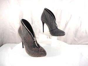 Alexander McQueen Black Leather Studded Zip Heel Boots Pumps Womens Size 36 US 6 - Picture 1 of 10