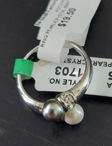 New RS Covenant's Fashion Ladies Rings - Style 1703 B&W Pearl Crystal - Picture 1 of 7