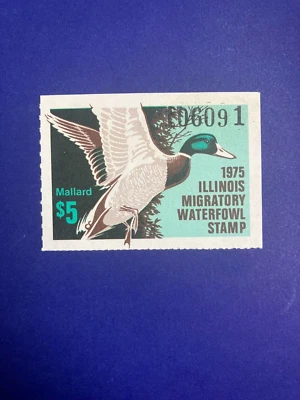Illinois 1975  Migratory Waterfowl Stamp  Mallard first of State  never hinged - Image 1 of 2
