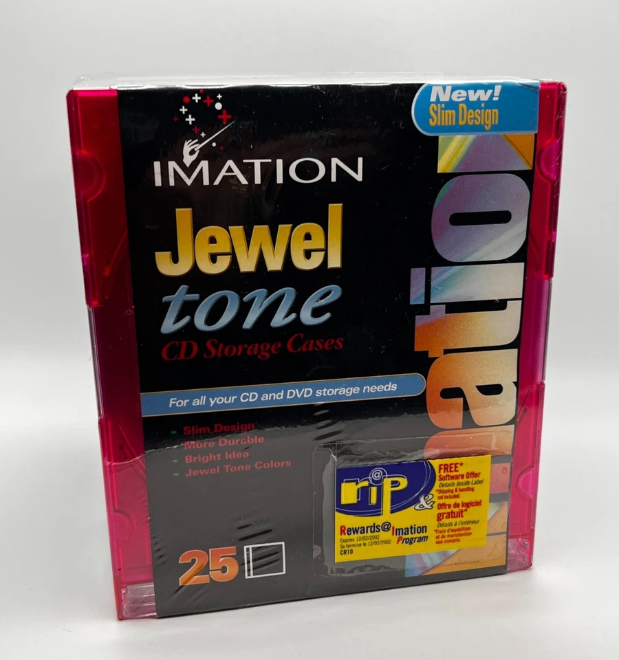 Imation Jewel Tone New Package Slim Jewel CD Storage Cases 25 Pack Rainbow Color - Image 1 of 4