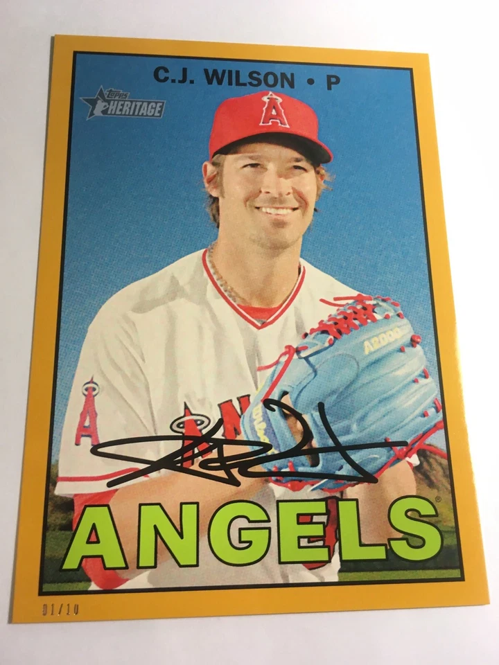 2016 Topps Heritage High Number 5x7 C.J. Wilson Angels 693 #'d 01/10 Gold - Image 1 of 1
