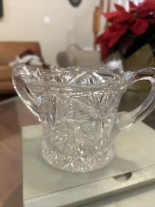 Vintage Two Handle Spooner  Cut Glass  - Saw Tooth Edge - Picture 1 of 6