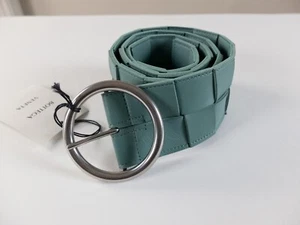 SIN IMPUESTO ADUANERO BOTTEGA VENETA cinturón de cuero tejido azul tormenta talla hebilla redonda 85 - Imagen 1 de 8