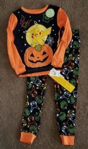 Boy Pokemon Pikachu Glow in the Dark Halloween Cotton Pajamas Size 6 8 10 12 NWT - Picture 1 of 3