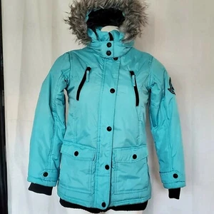 Hawke & Co Outfitter Winter Down Jacket Blue Hood Faux Fur 16 - Picture 1 of 12