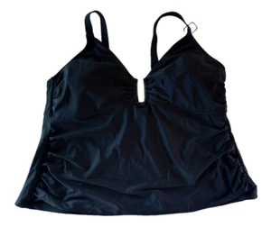 Time and Tru Tankini Top 2X Donna Tinta Unita Nero Scollo Spalline Regolabili Nuovo con etichette - Foto 1 di 7