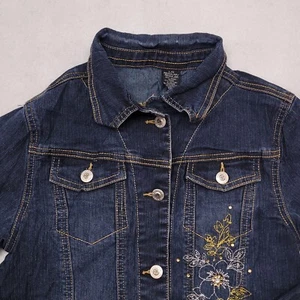 Arizona Jean Co Casual Button Long Sleeve Denim Jacket Youth Girls Size L Blue - Picture 1 of 10