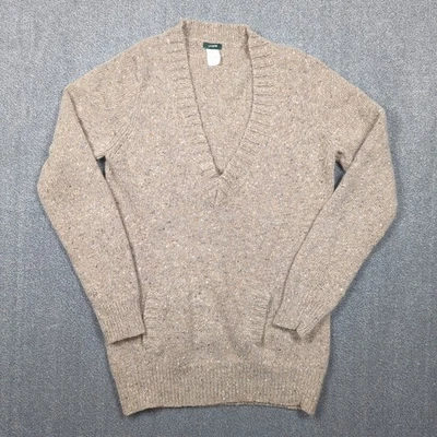 J. Suéter Crew Lana Mohair Angora Cuello en V Mujer Grande Beige Suave Bolsa de Lujo Foto 1 de 4