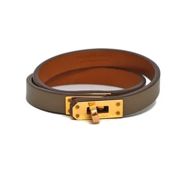 Pulsera HERMES Mini Kelly Doble Tour Oro Rosa Gris T2 Usada Foto 1 de 4