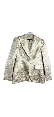 Vintage 90s Escada Blazer 36 / US S Metallic Gray Double-Breasted Evening Jacket - Image 1 of 4