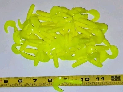Chartreuse Color 2 inch 100 Pack Curl Tail Grubs - Image 1 of 2